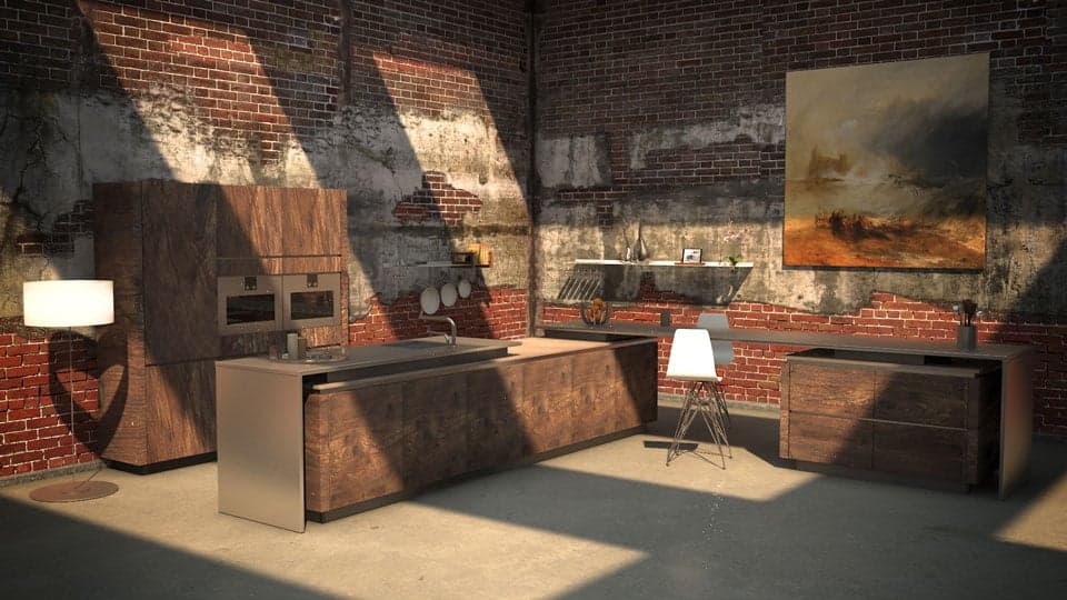 strackk brown kitchen red walls