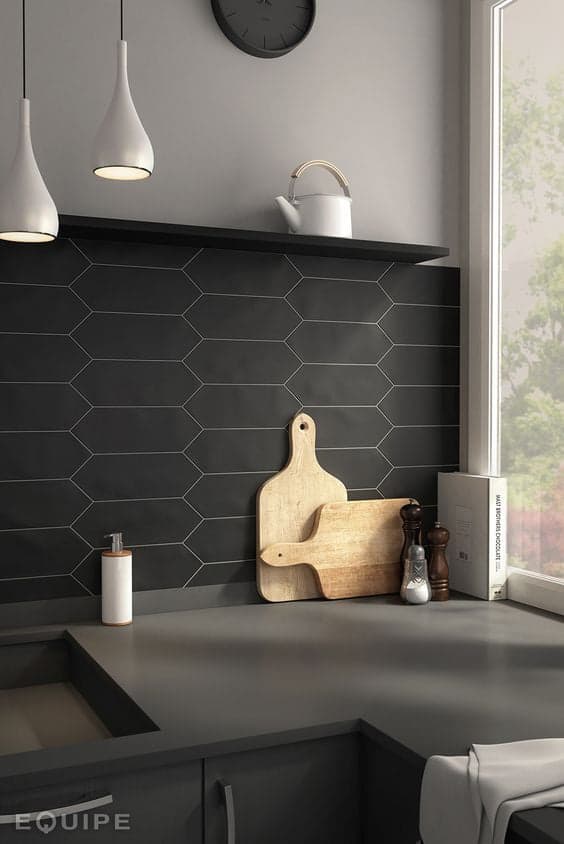 Wandtegel Hexagon Lanse zwart