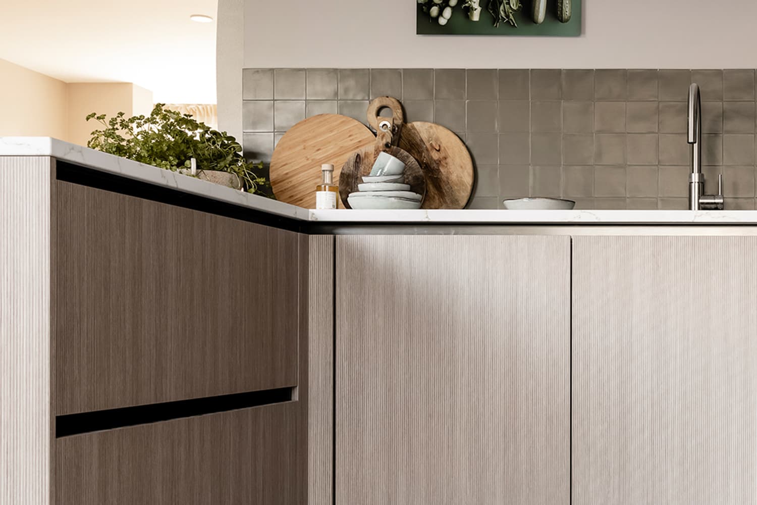 Houten fronten in keuken