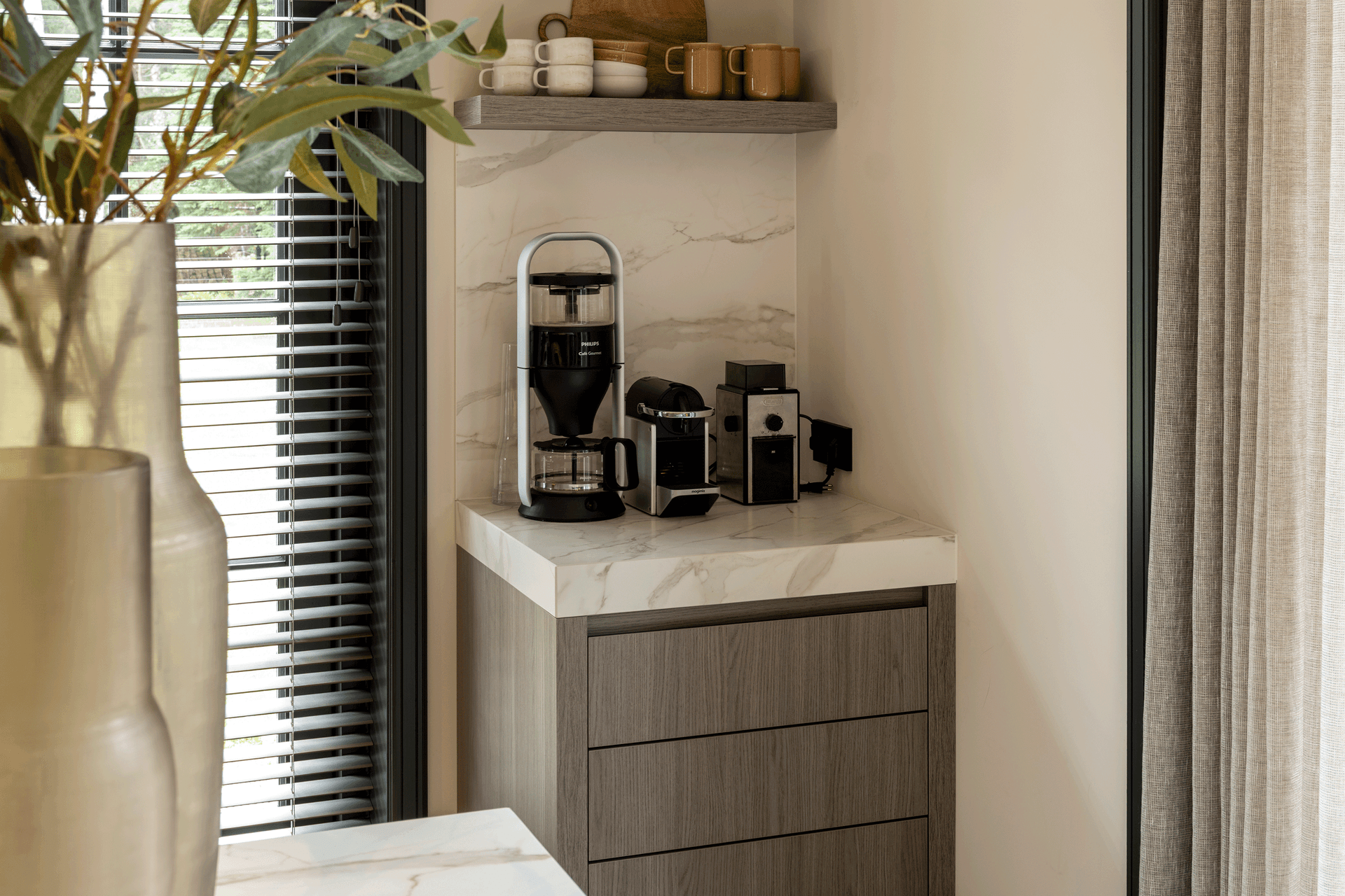 Koffiehoek van hout