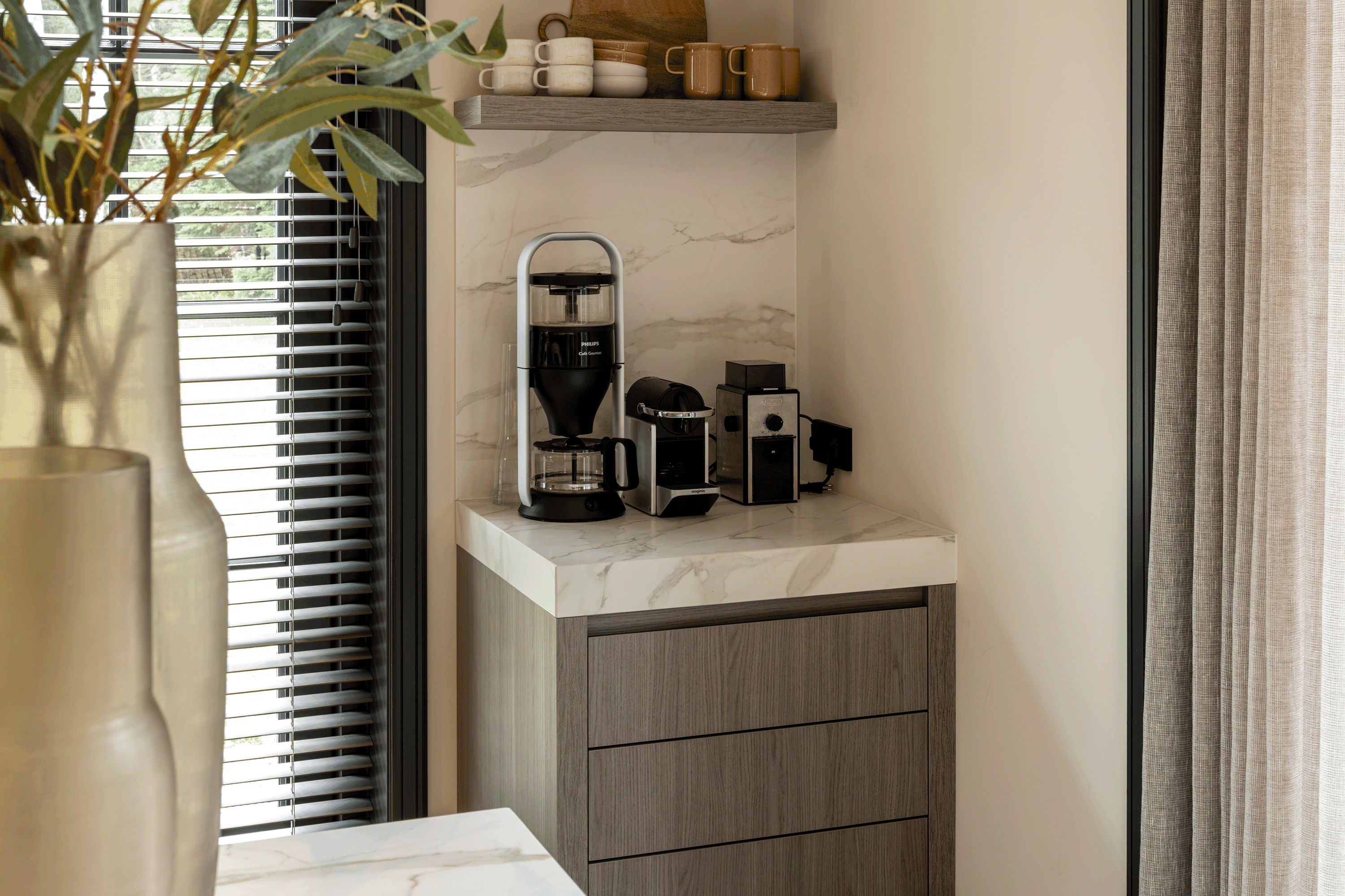 Koffiehoek van hout