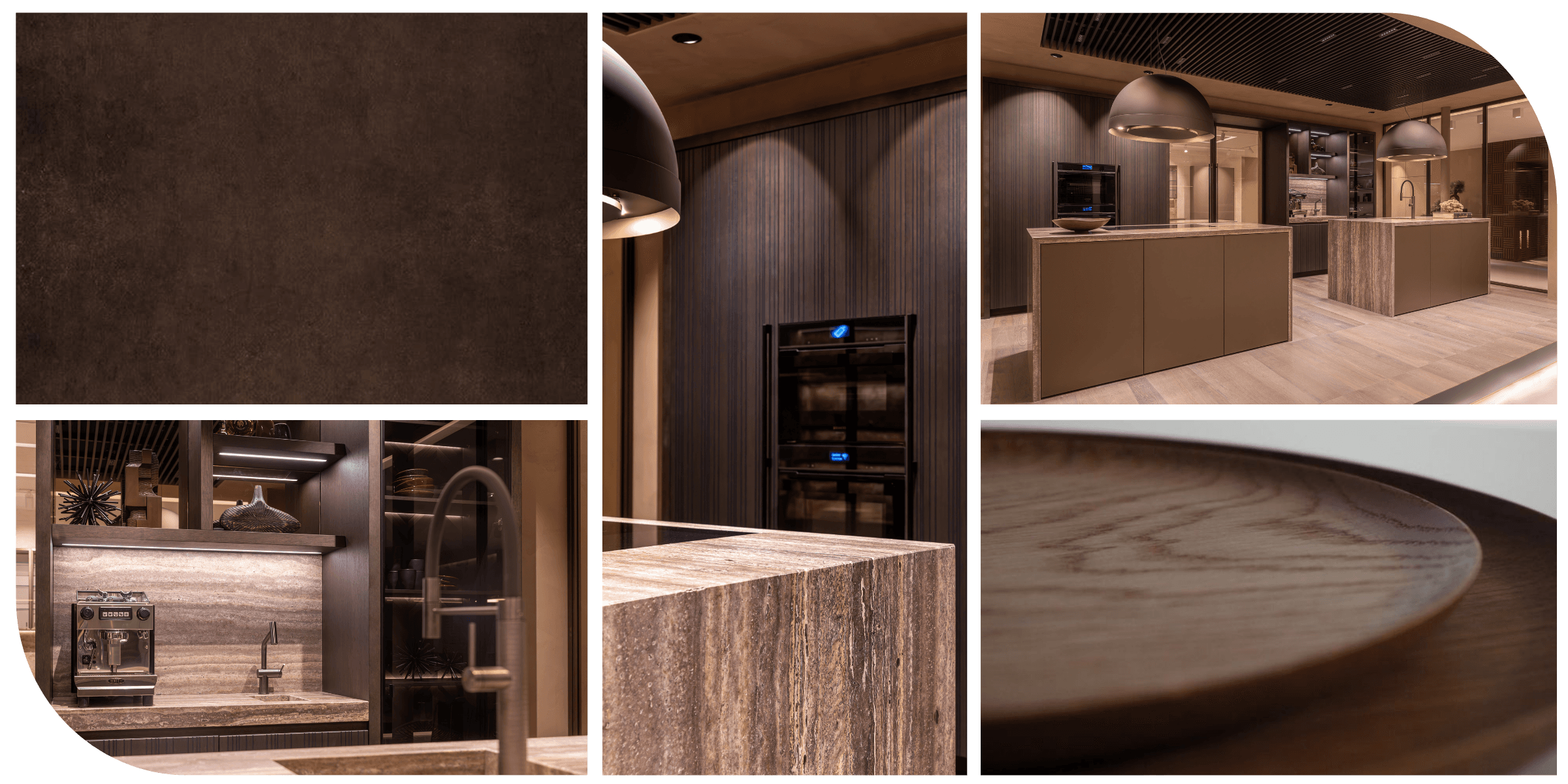 Donkerbruine en walnoot keuken moodboard